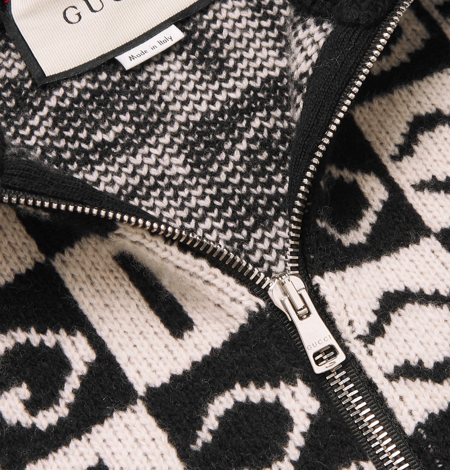 gucci cardigan black and white