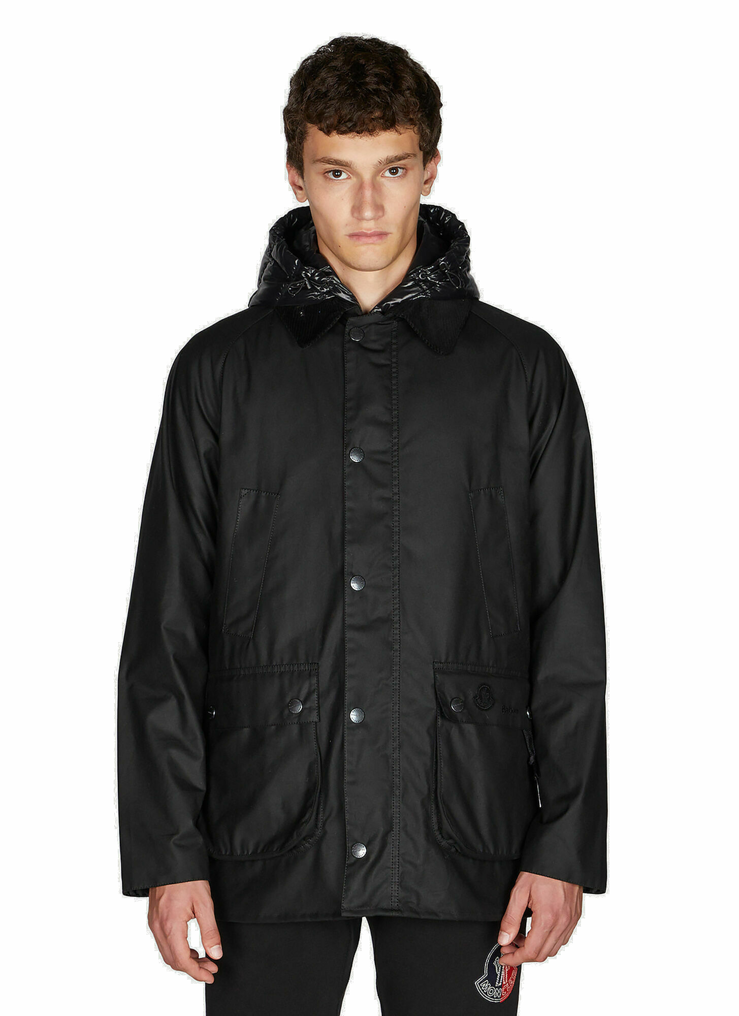x Barbour Wight Waxed Jacket in Black Moncler