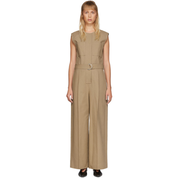 khaki sleeveless jumpsuit