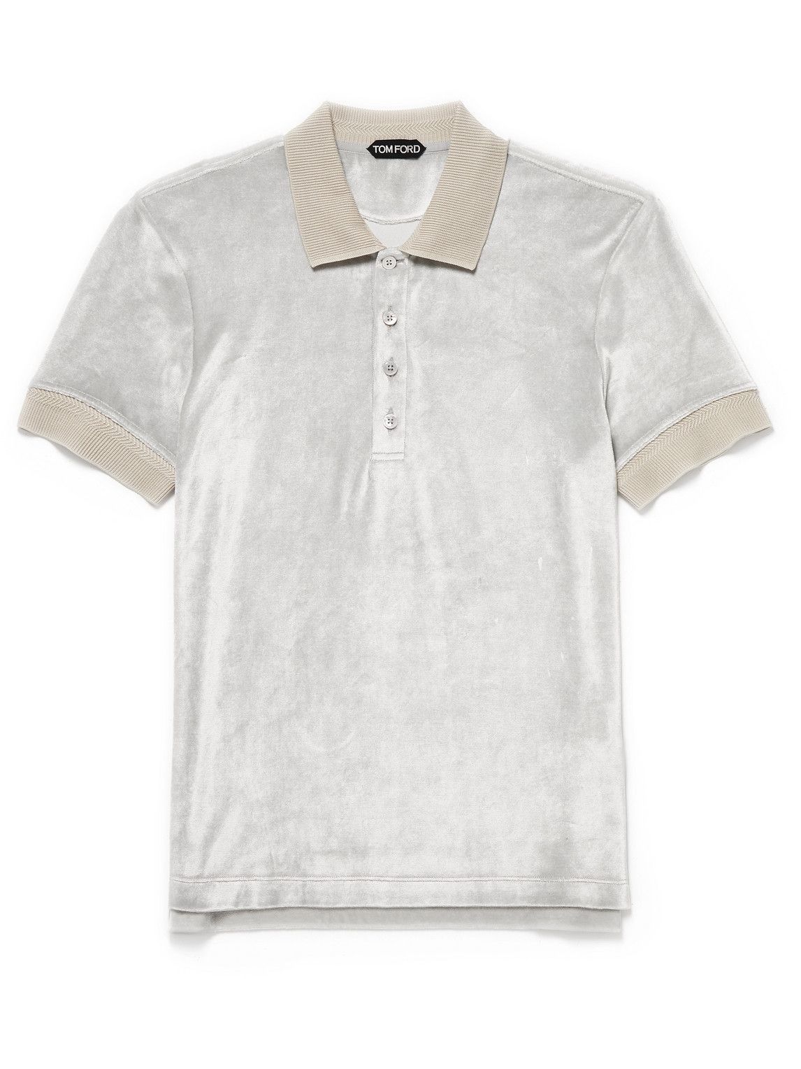 TOM FORD - Slim-Fit Modal-Blend Velour Polo Shirt - Silver TOM FORD