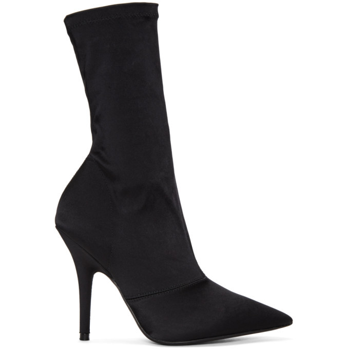 black satin ankle boots