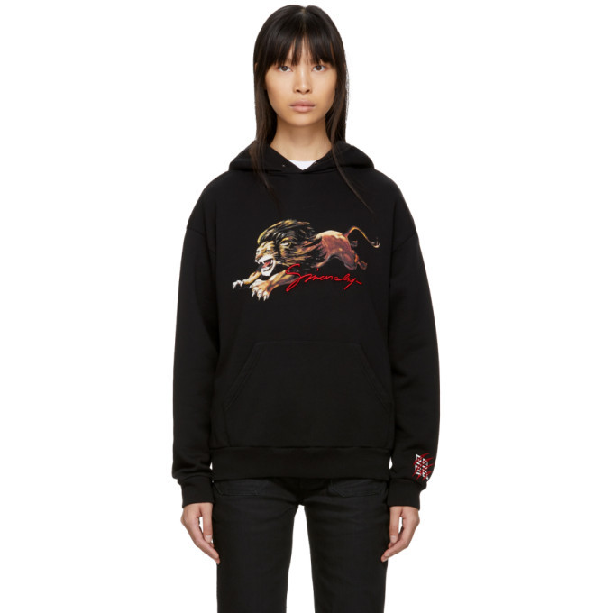 Givenchy Black Embroidered Lion Hoodie 