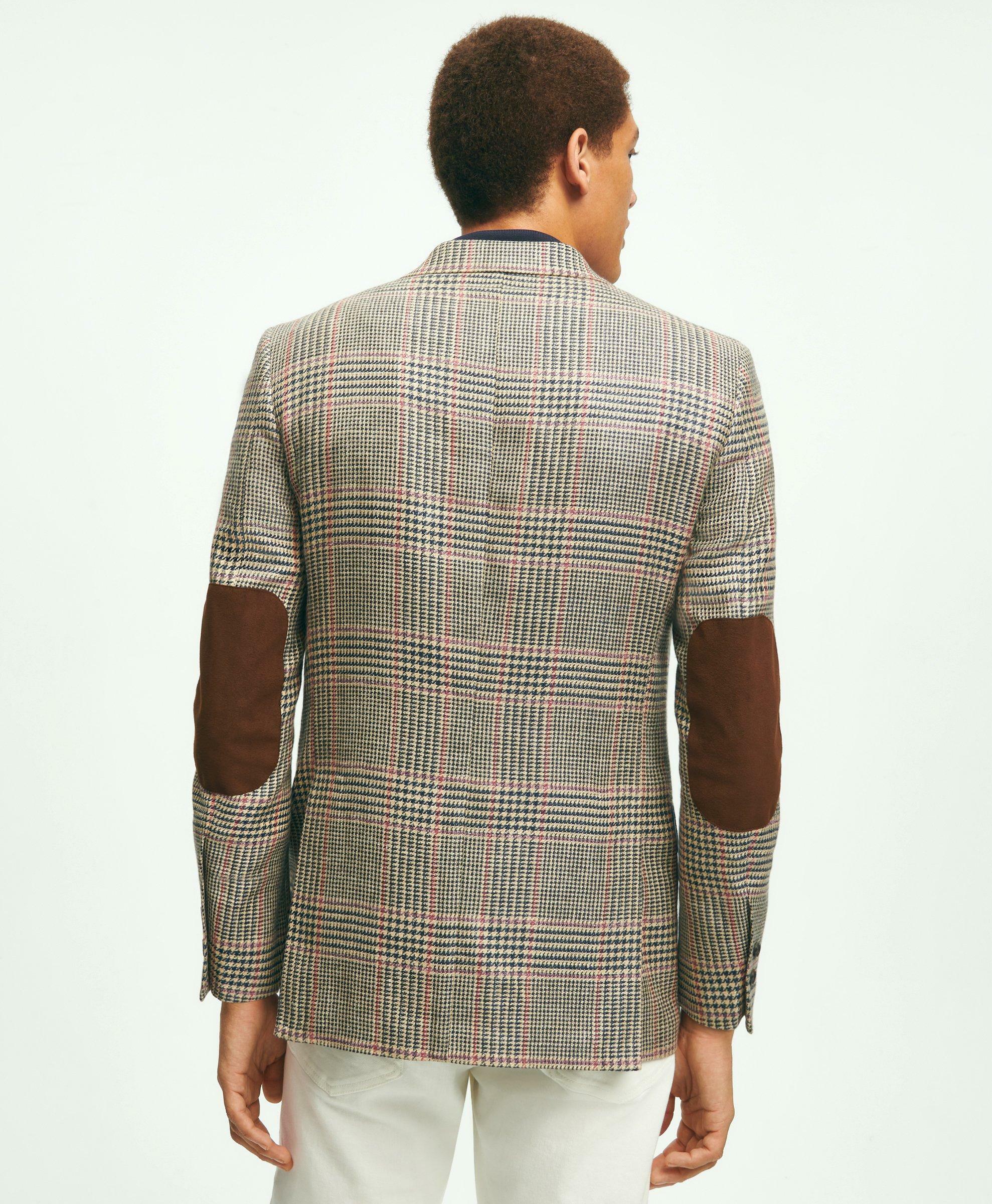 Brooks Brothers Men's Milano Slim-Fit Wool-Silk-Linen Check Hopsack Sport Coat
