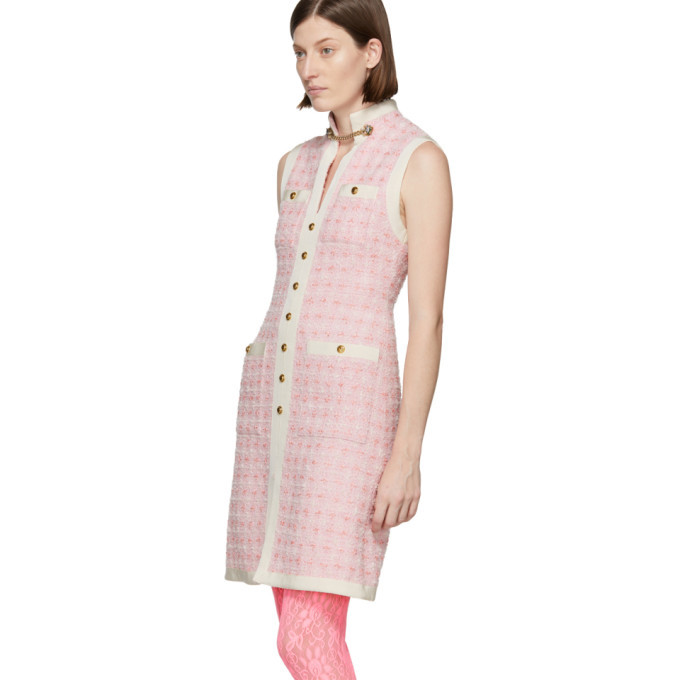 gucci pink tweed dress