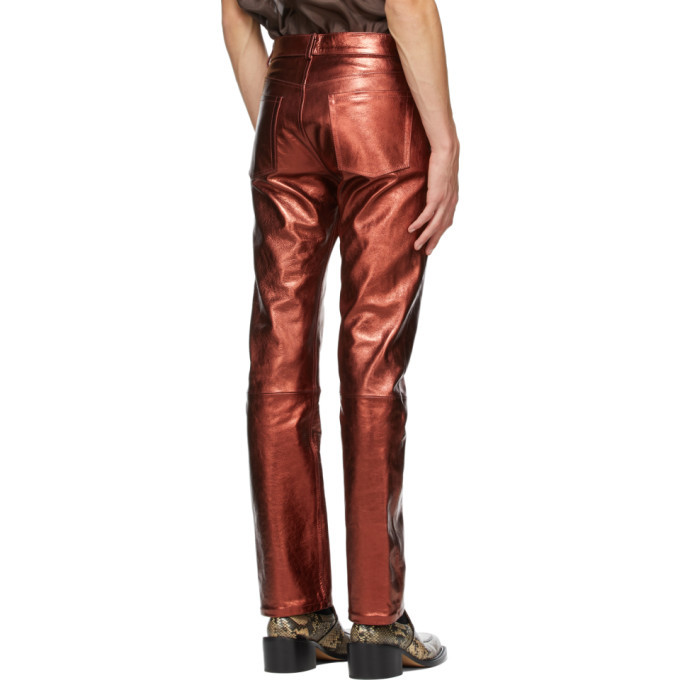 Red Leather Metallic Trousers Dries 