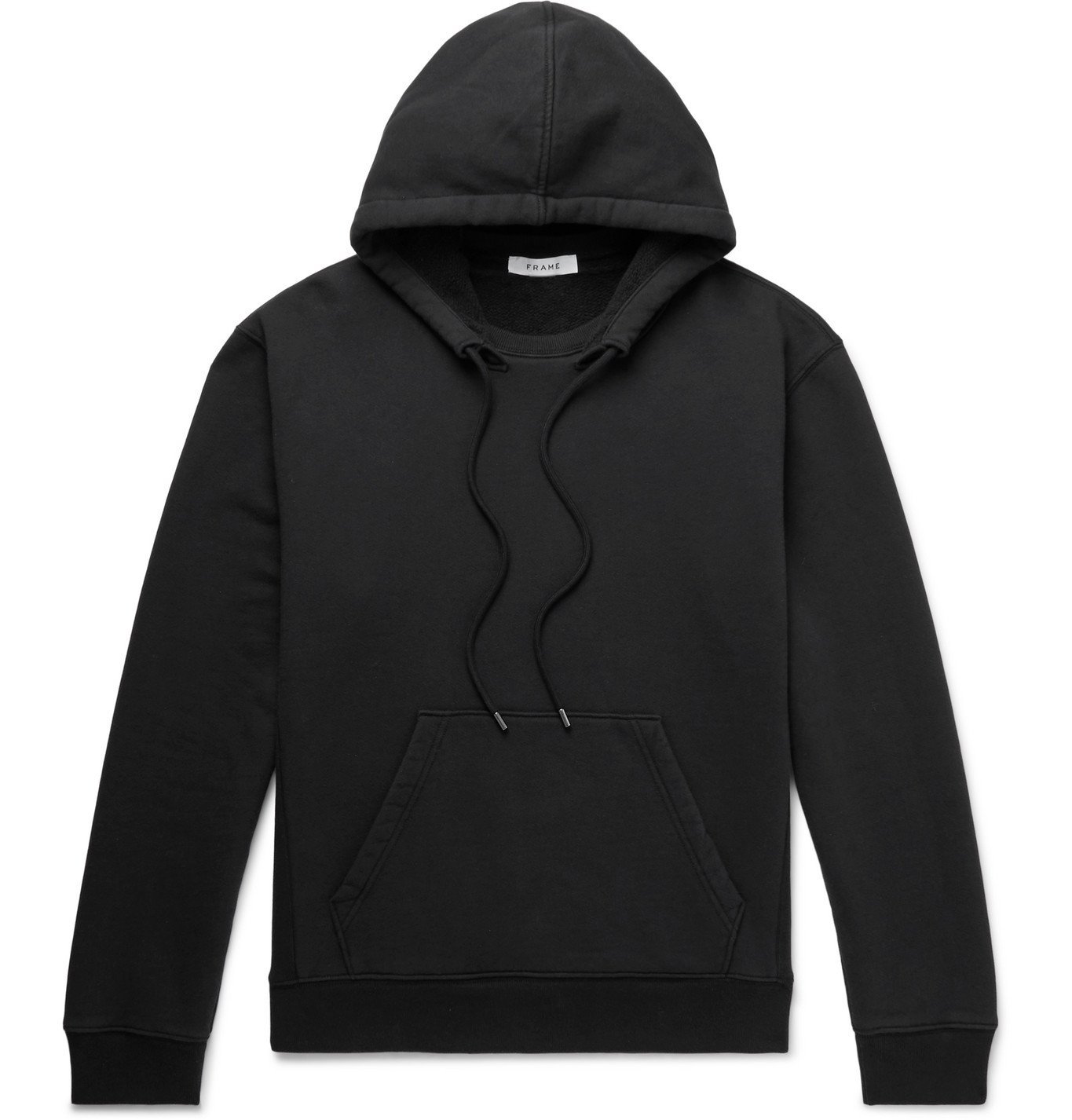 FRAME - Fleece-Back Cotton-Jersey Hoodie - Black Frame Denim