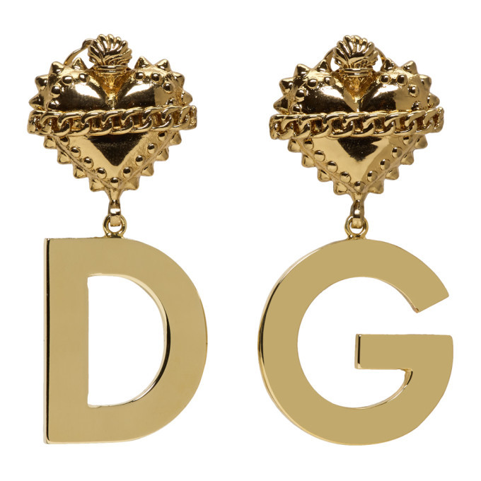 Dolce and Gabbana Gold DG Heart Clip-On Earrings Dolce & Gabbana