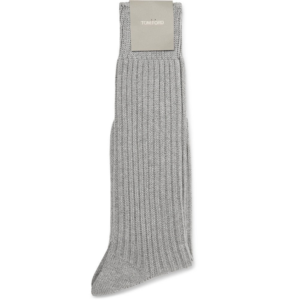 TOM FORD - Ribbed Cotton Socks - Men - Light gray TOM FORD