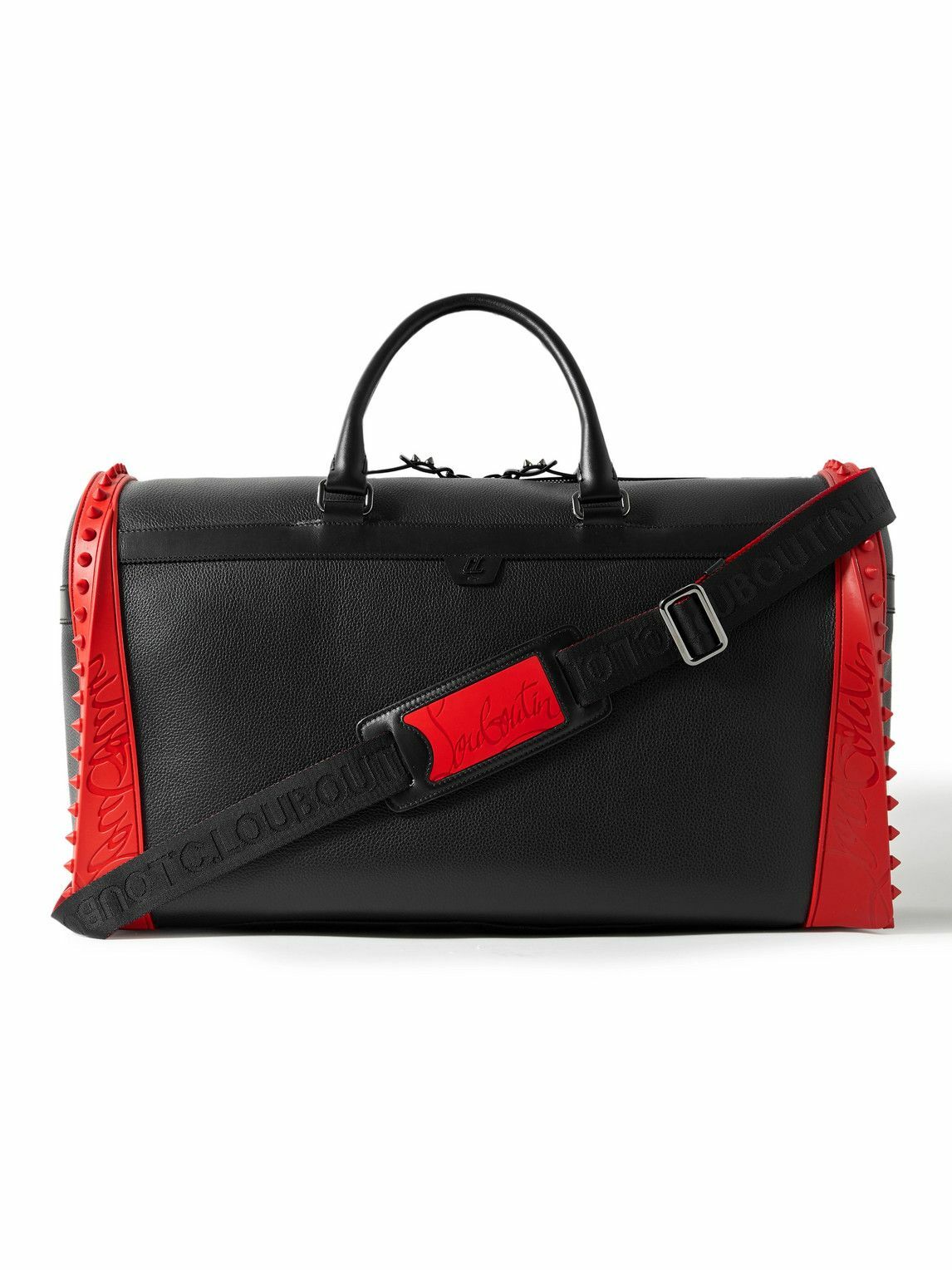 Photo: Christian Louboutin - Sneakender Studded Rubber-Trimmed Full-Grain Leather Weekend Bag