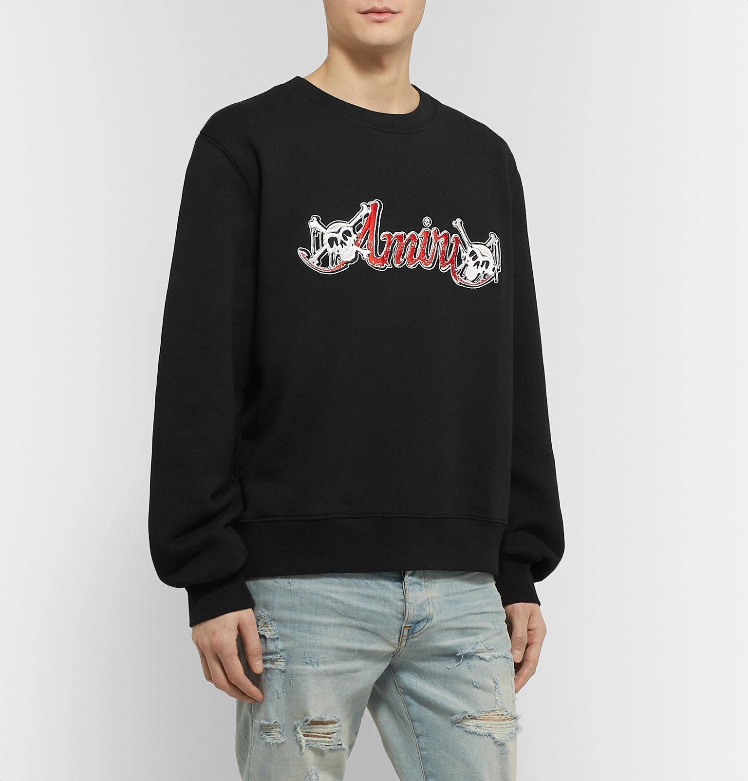 AMIRI - Mötley Crüe Logo-Embroidered Loopback Cotton-Jersey Sweatshirt ...