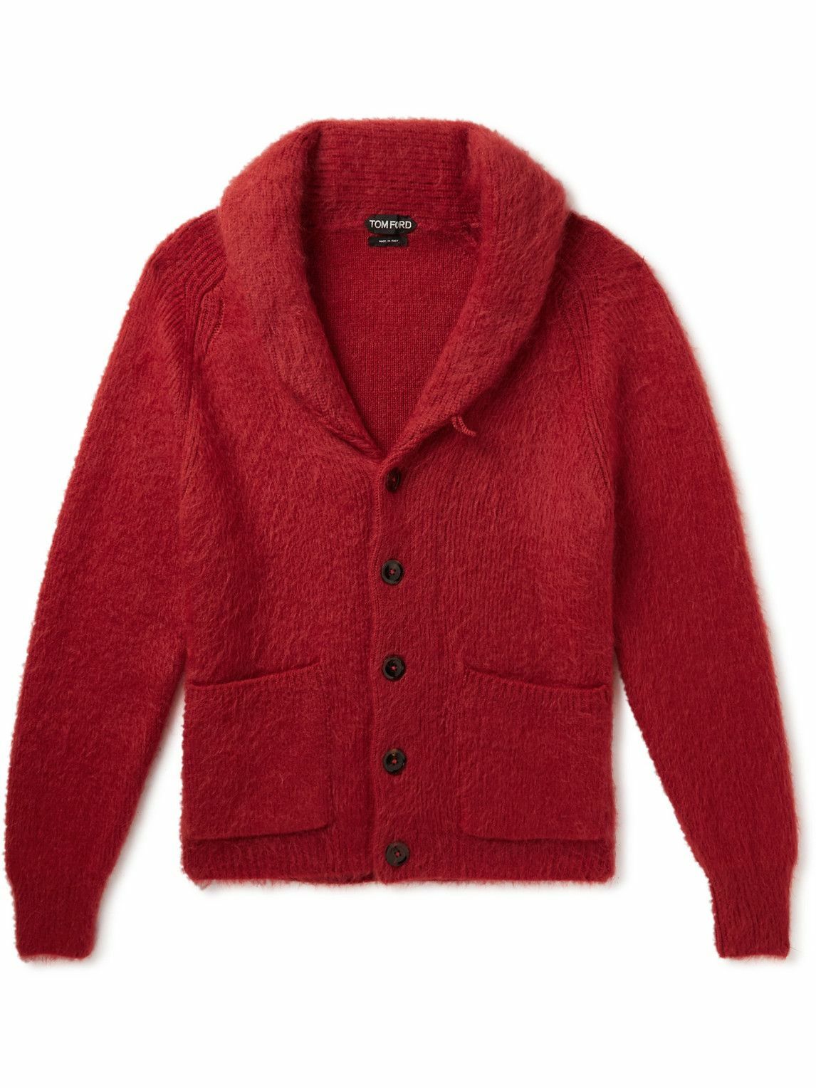 TOM FORD - Shawl-Collar Wool, Silk and Mohair-Blend Cardigan - Red TOM FORD