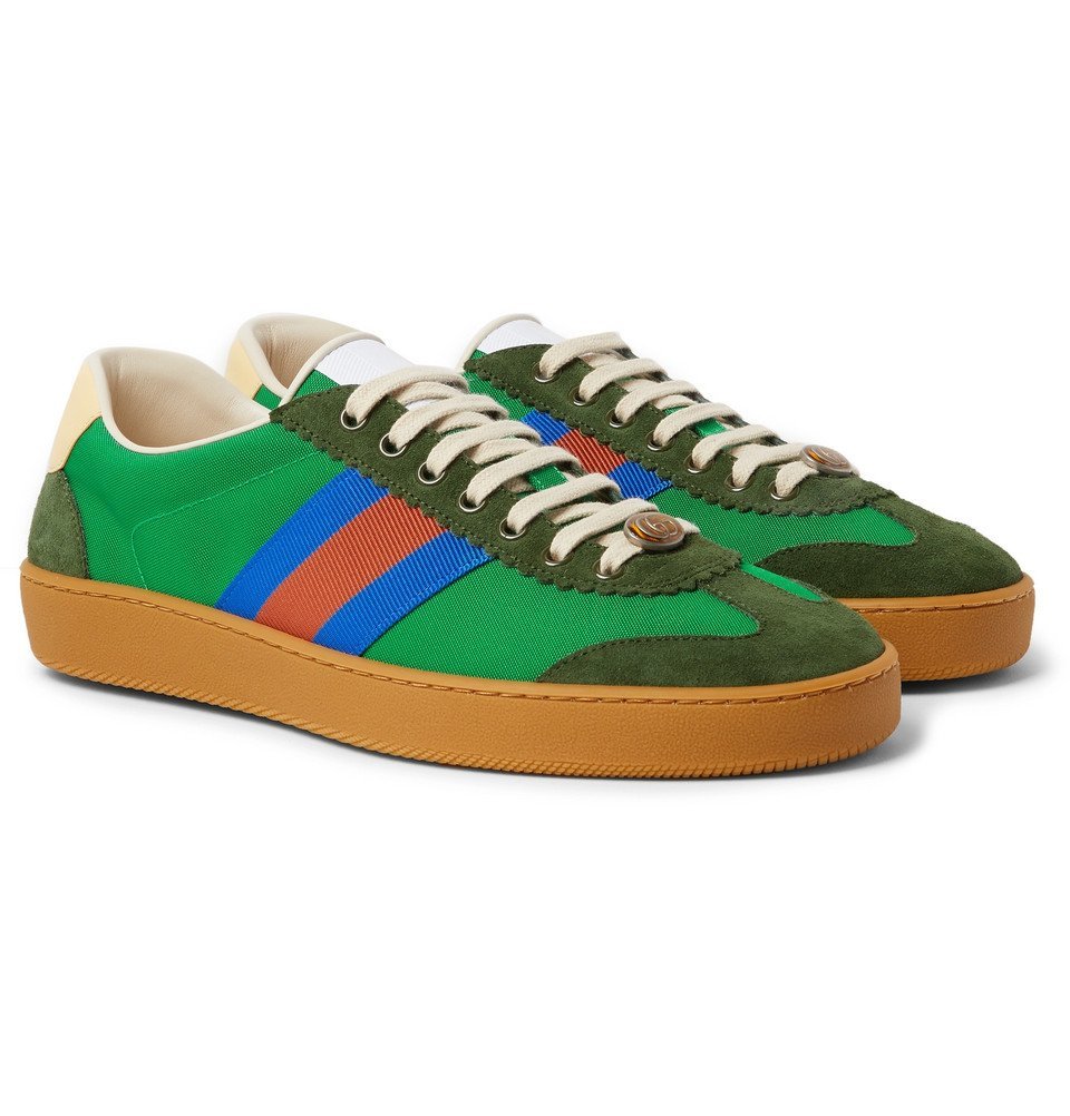 Gucci - JBG Webbing, Suede and Leather-Trimmed Nylon Sneakers - Men - Green  Gucci