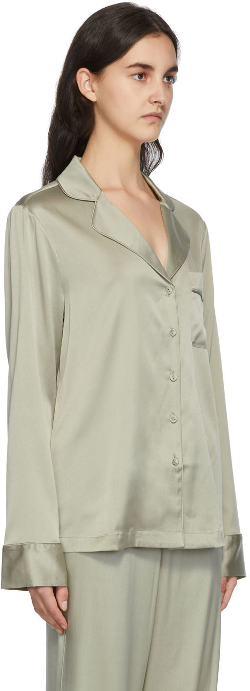SKIMS Green Silk Sleep Shirt SKIMS