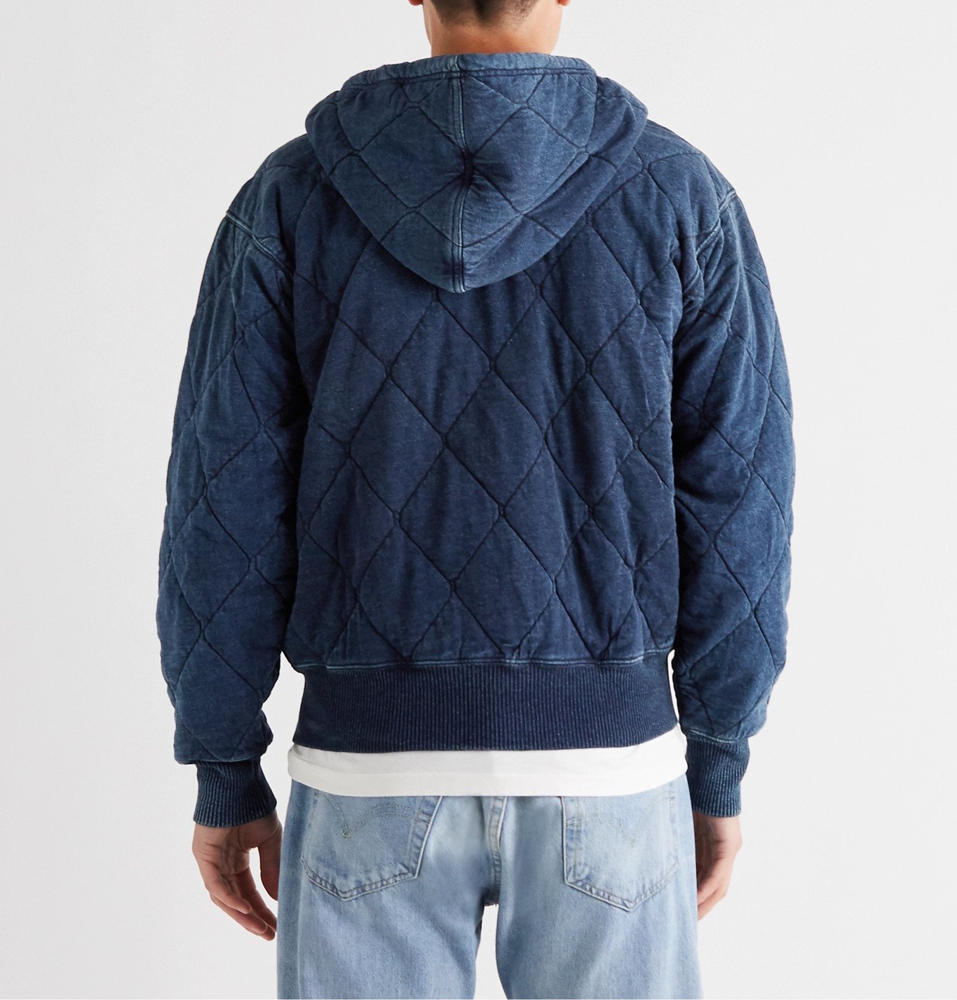 RRL - Quilted Cotton-Jersey Zip-Up Hoodie - Blue RRL