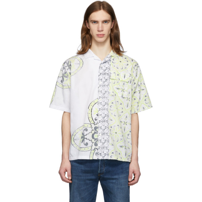 Levis Made and Crafted White and Yellow Camp Shirt Levis Made and Crafted