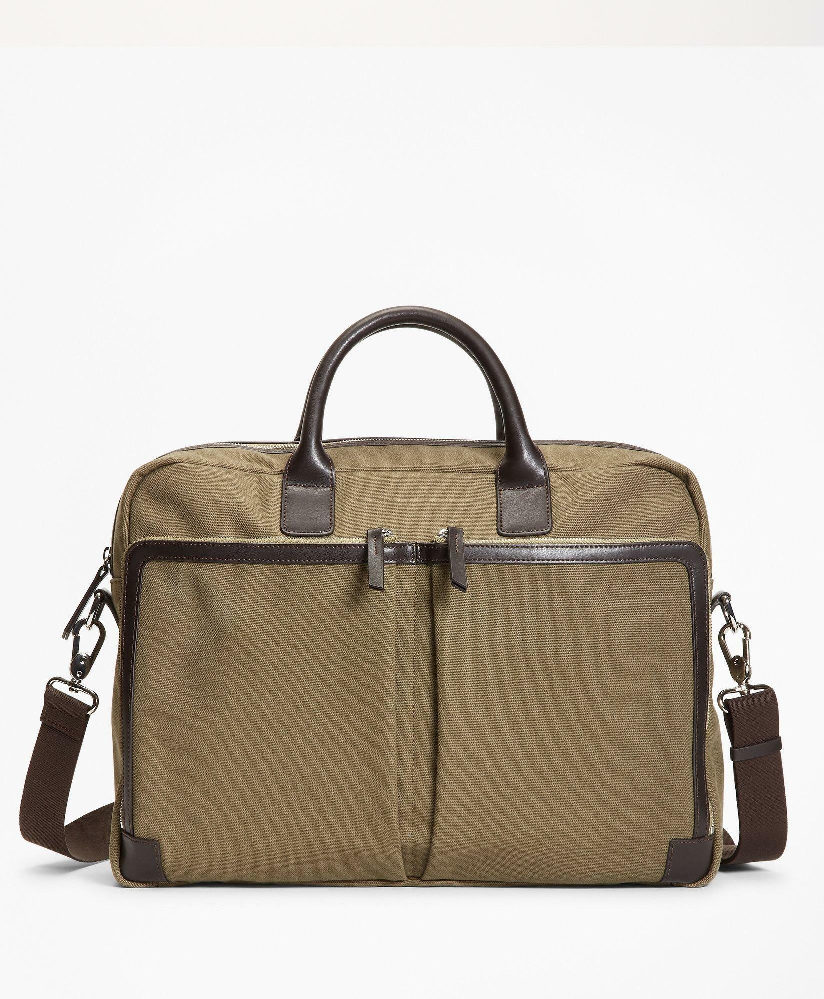 Brooks Brothers Men's Canvas Briefcase | Olive