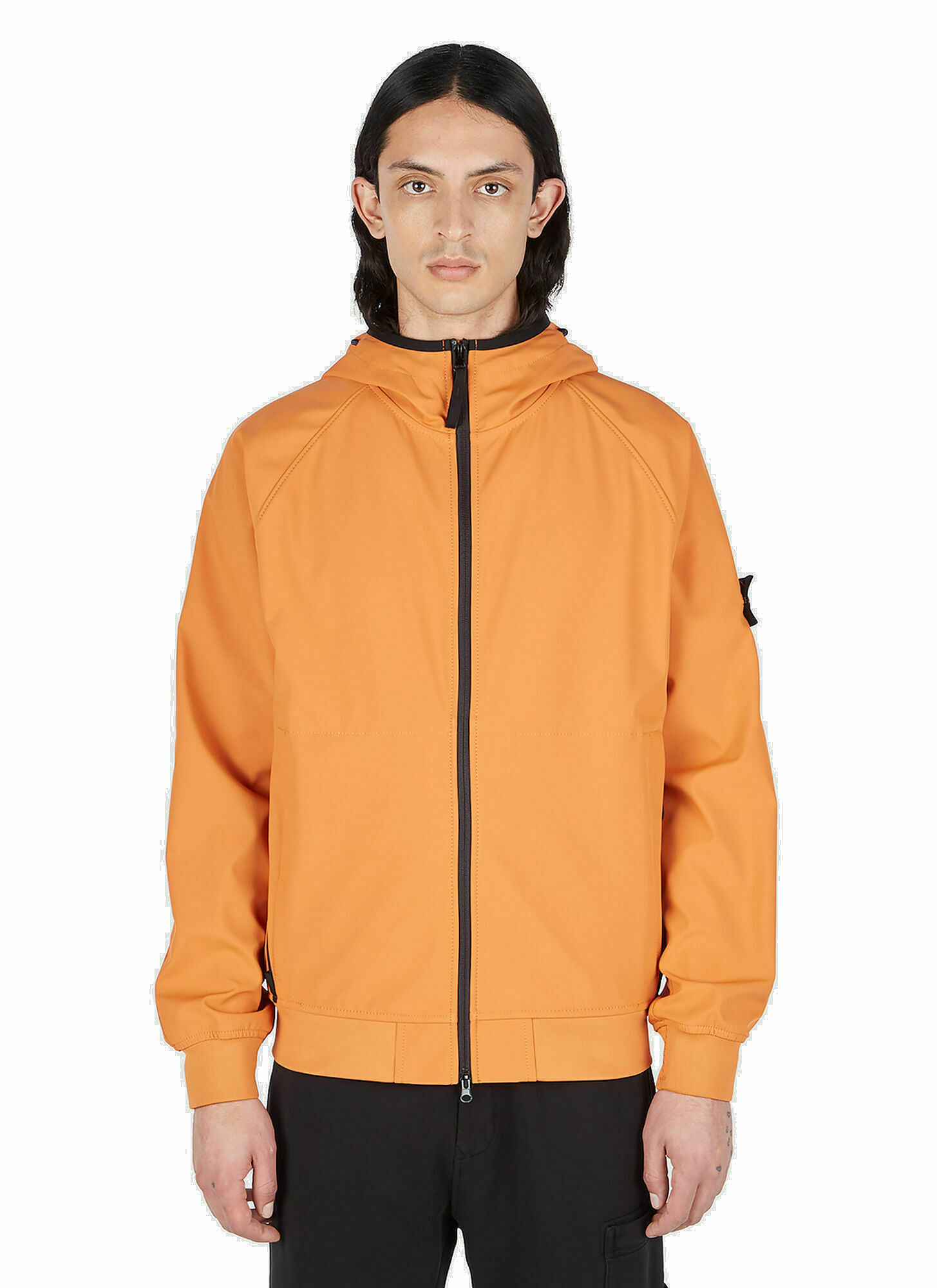 Stone Island Compass Patch Hooded Jacket in Orange Stone Island