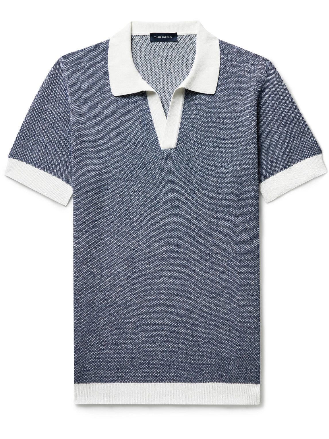 Thom Sweeney - Cotton and Linen-Blend Polo Shirt - Blue Thom Sweeney
