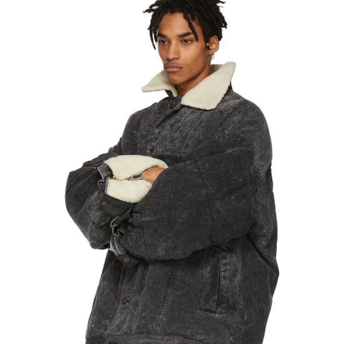 Y/Project Black Denim Puffer Jacket Y 