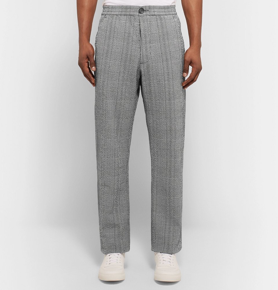 Oliver Spencer - Midnight-Blue Checked Cotton-Blend Seersucker Suit Trousers - Midnight blue