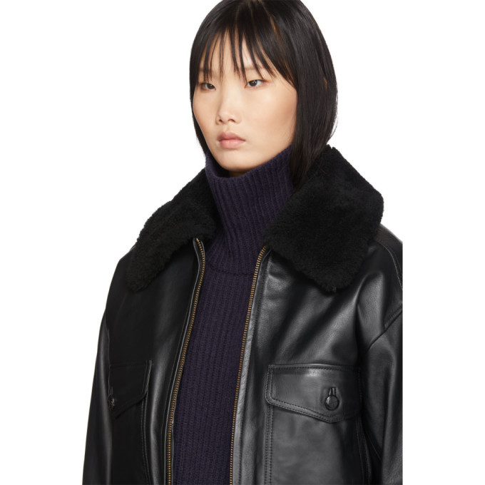 ami shearling leather jacket