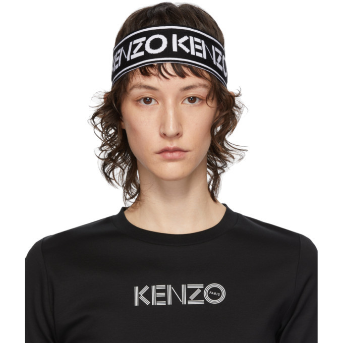Kenzo Black and White Sport Headband Kenzo