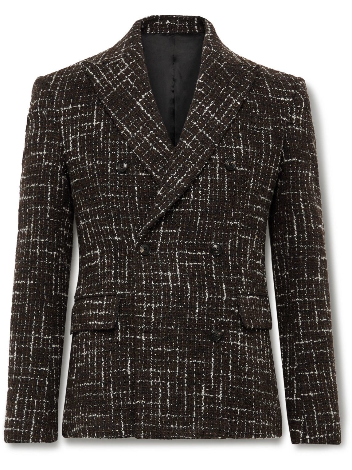 AMIRI - Double-Breasted Wool-Blend Bouclé Suit Jacket - Brown Amiri