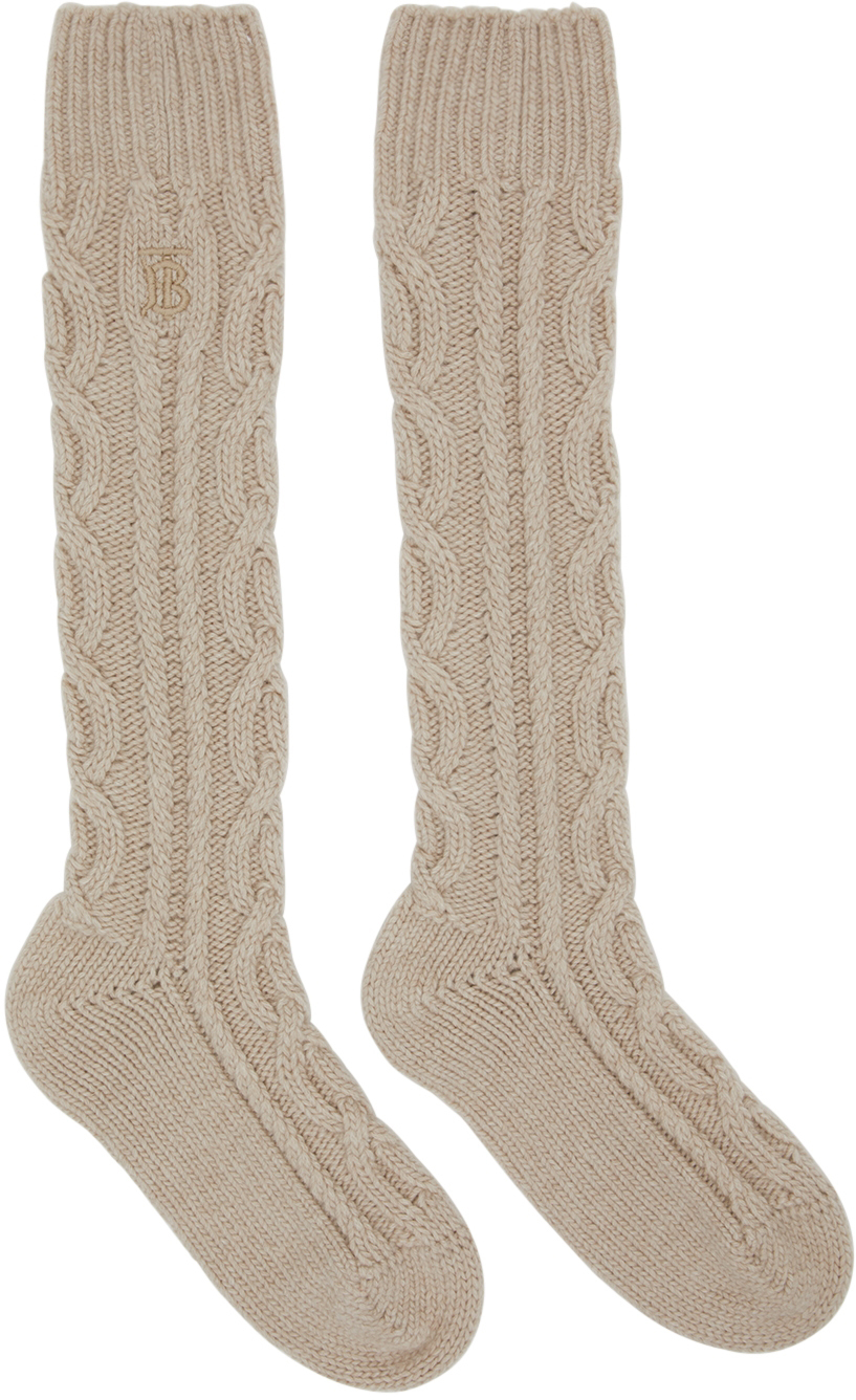 Photo: Burberry Beige Cashmere Cable Knit Socks