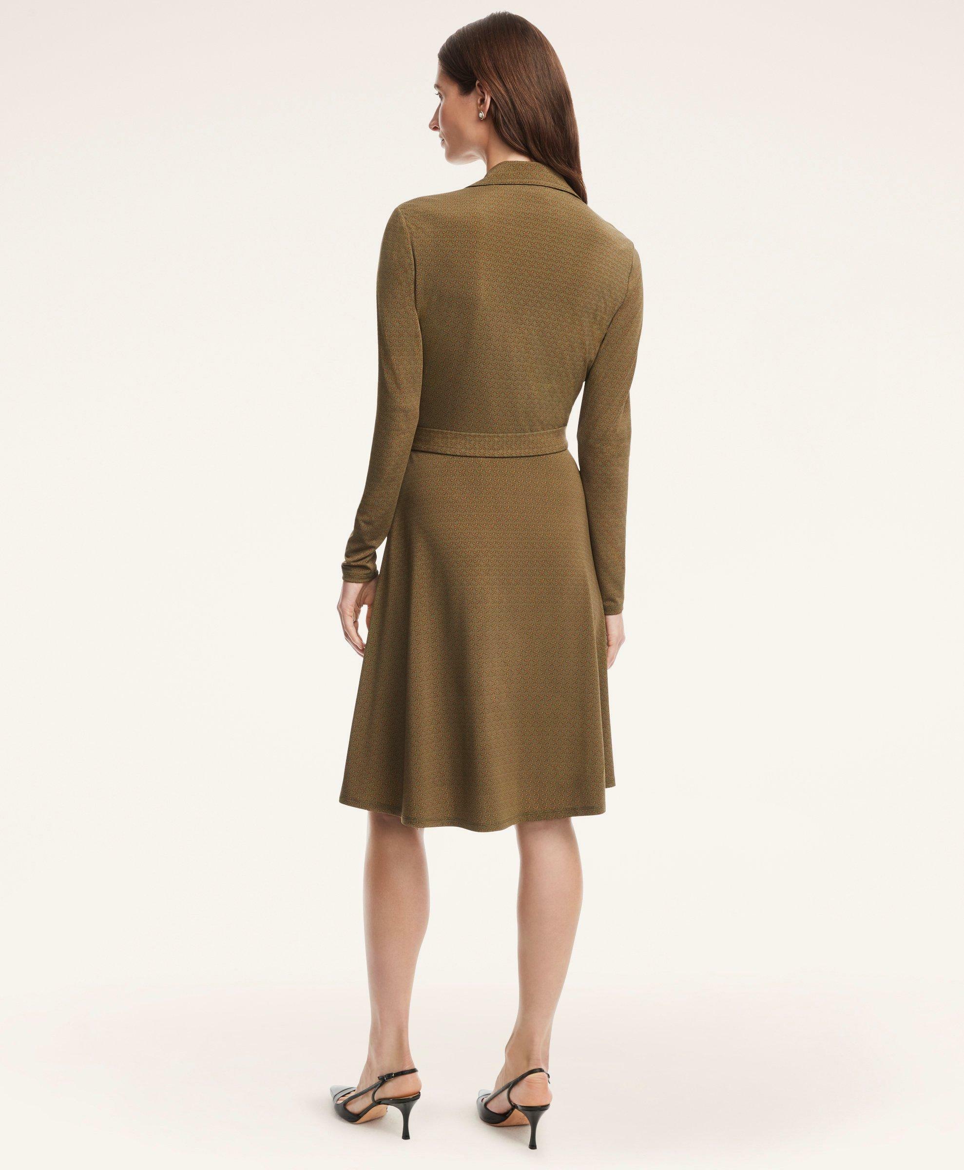 Brooks Brothers Women's Lattice Print Wrap Dress | Olive