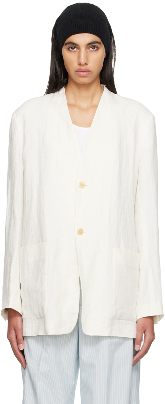 AURALEE OffWhite No Collar Blazer Auralee
