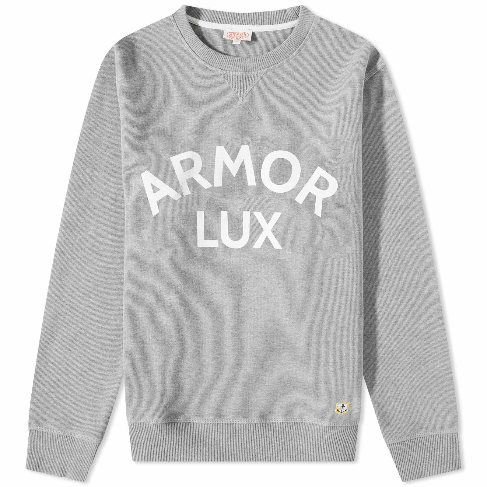 Armor-Lux Men's Organic Logo Crew Sweat in Misty Grey Armor Lux