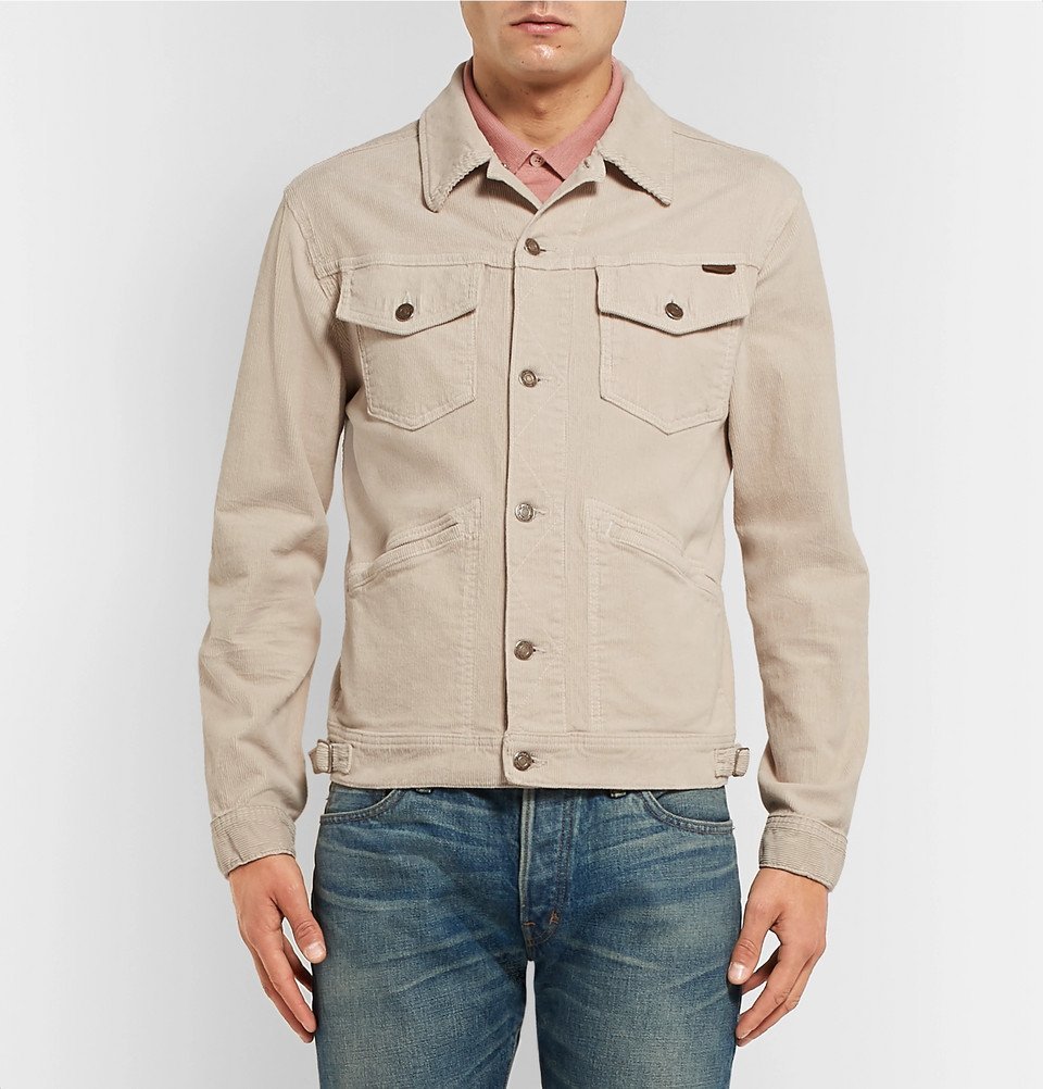 TOM FORD - Washed Stretch-Cotton Corduroy Jacket - Men - Ecru TOM FORD