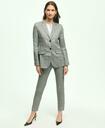Brooks Brothers Women's Linen Blend Glen Plaid Pants | Light Grey