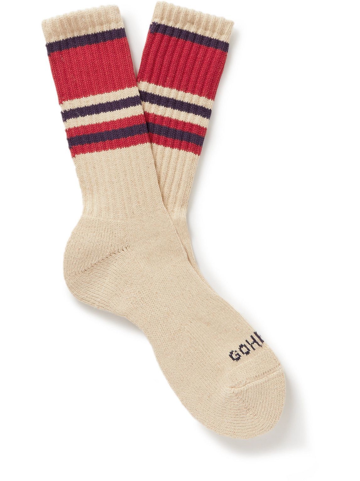 Anonymous ism - GOHEMP Striped Ribbed-Knit Socks Anonymous Ism