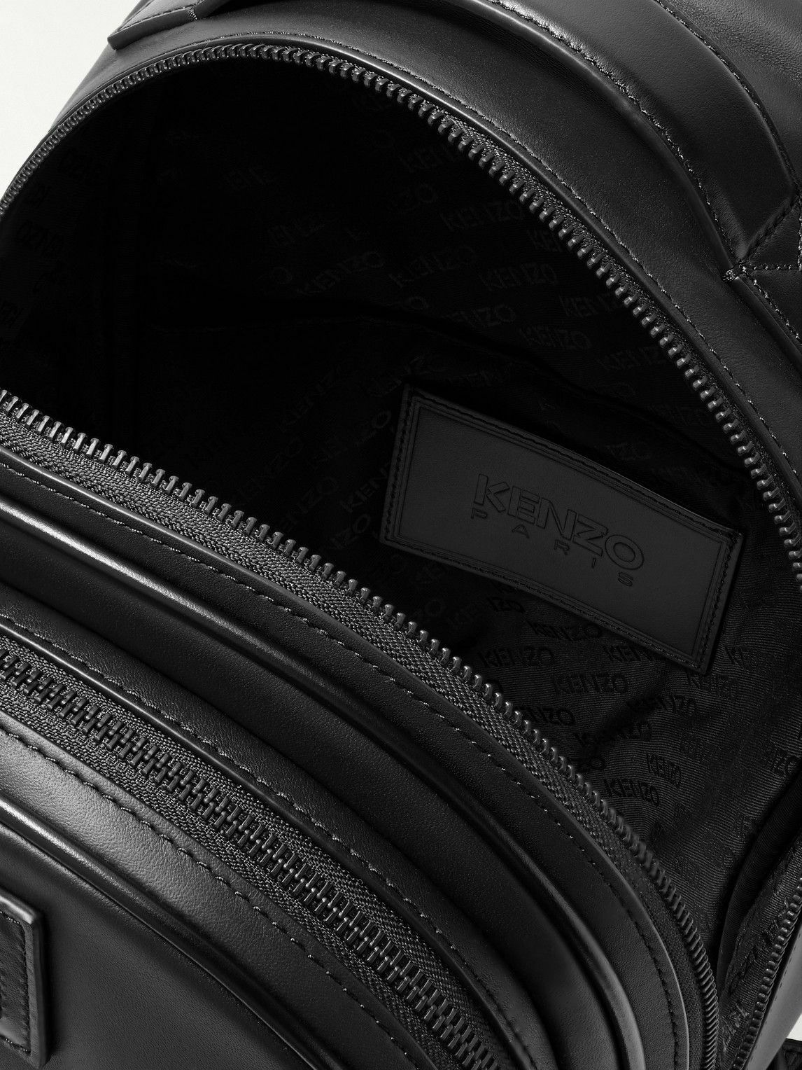 KENZO Jungle LogoAppliquéd Leather Backpack Kenzo