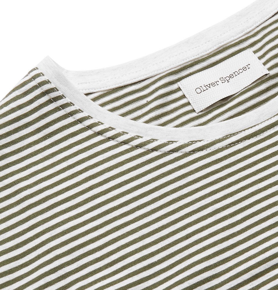 Oliver Spencer - Danbury Striped Cotton-Jersey T-Shirt - Green