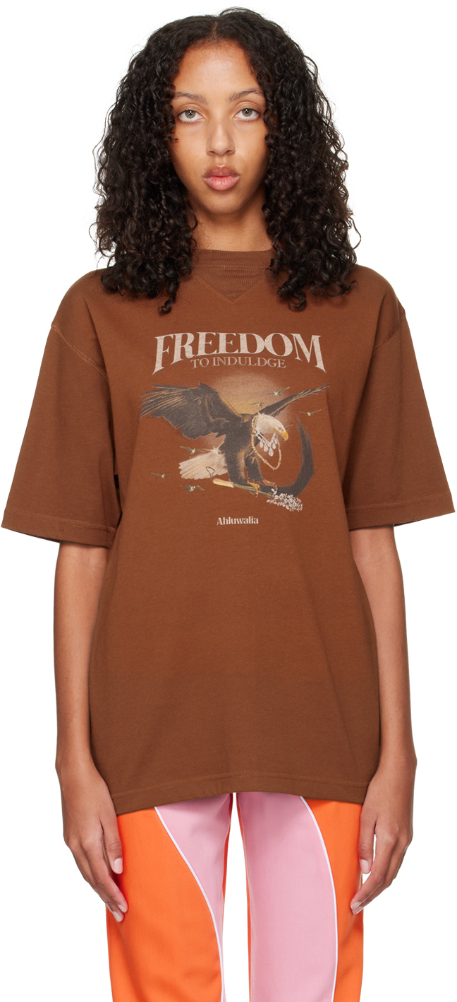 Ahluwalia Brown 'Freedom To Indulge' T-Shirt Ahluwalia Studio