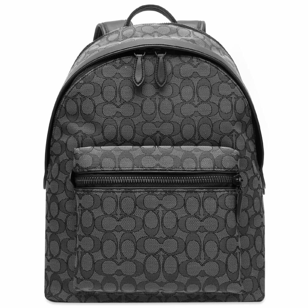 Coach Men's Signature Jacquard Backpack in Charcoal/Black Coach
