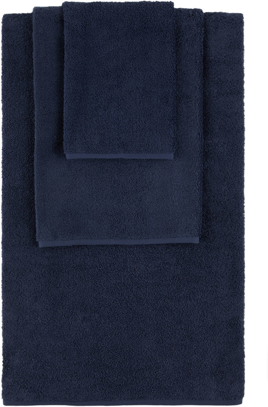 Tekla Navy Solid ThreePiece Towel Set Tekla Fabrics