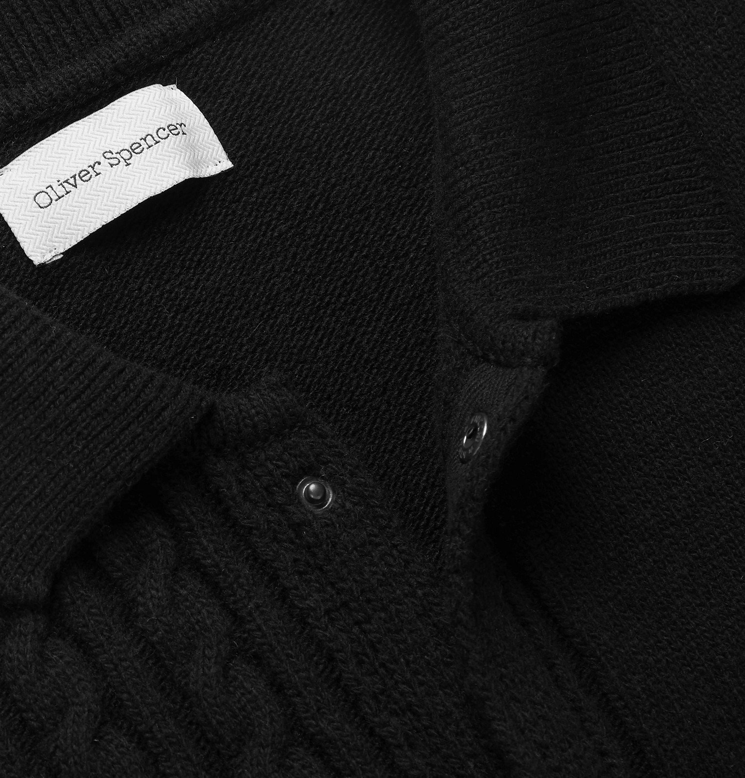 Oliver Spencer - Panelled Cable-Knit Wool Cardigan - Black