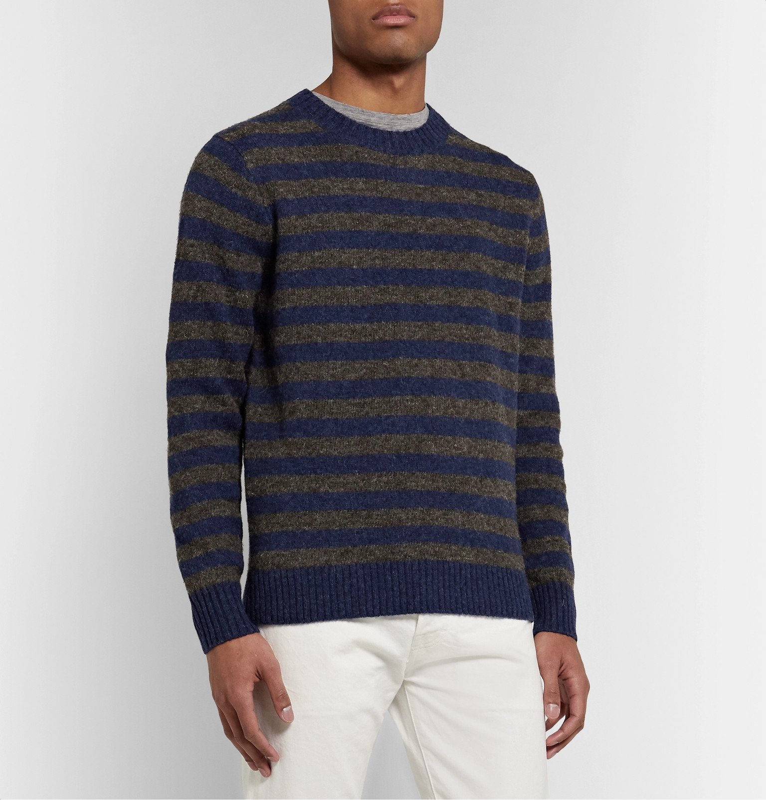 J.Crew - Wallace & Barnes Striped Wool Sweater - Blue J.Crew