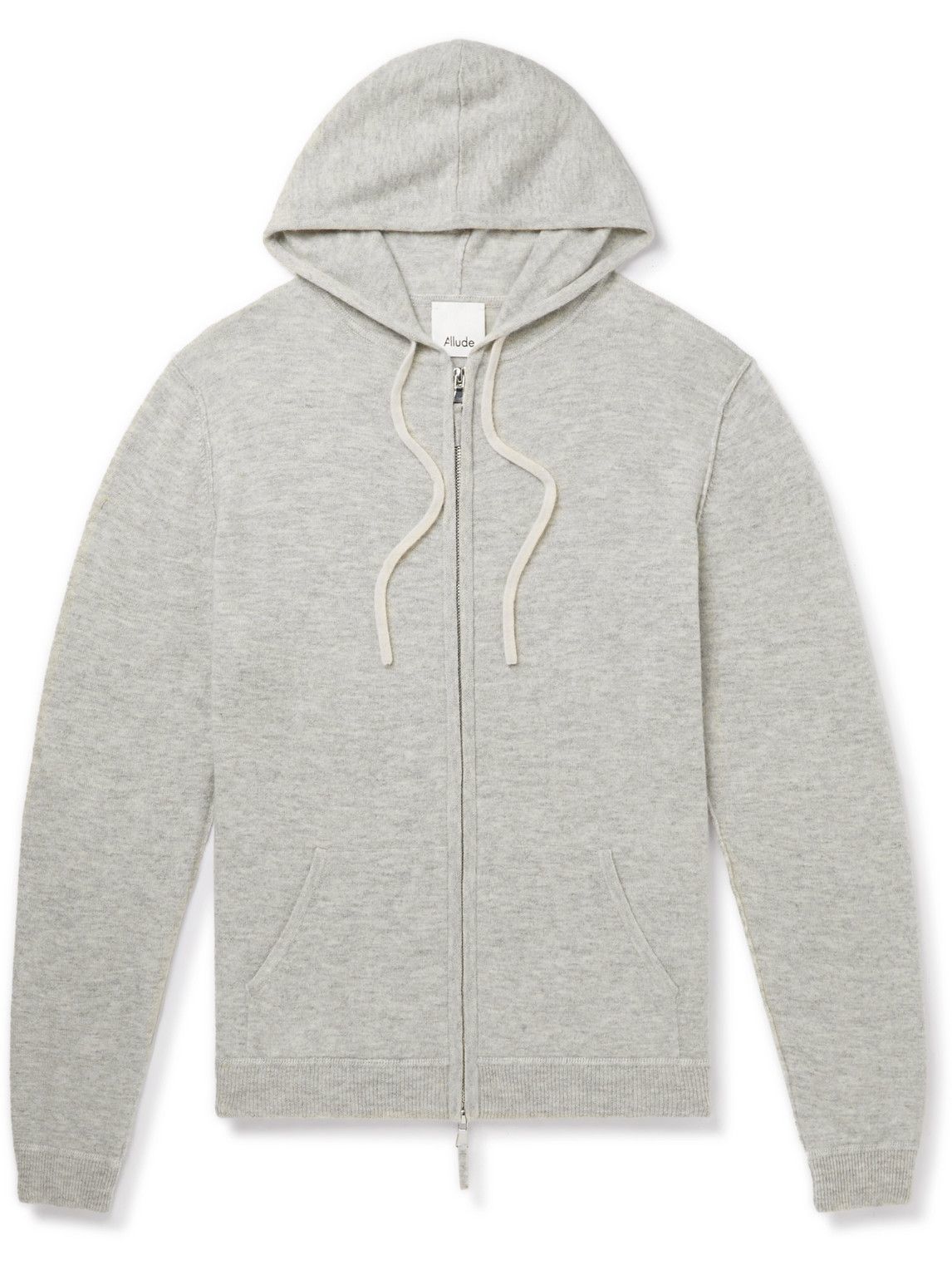 Photo: Allude - Virgin Wool and Cashmere Blend Zip-Up Hoodie - Gray