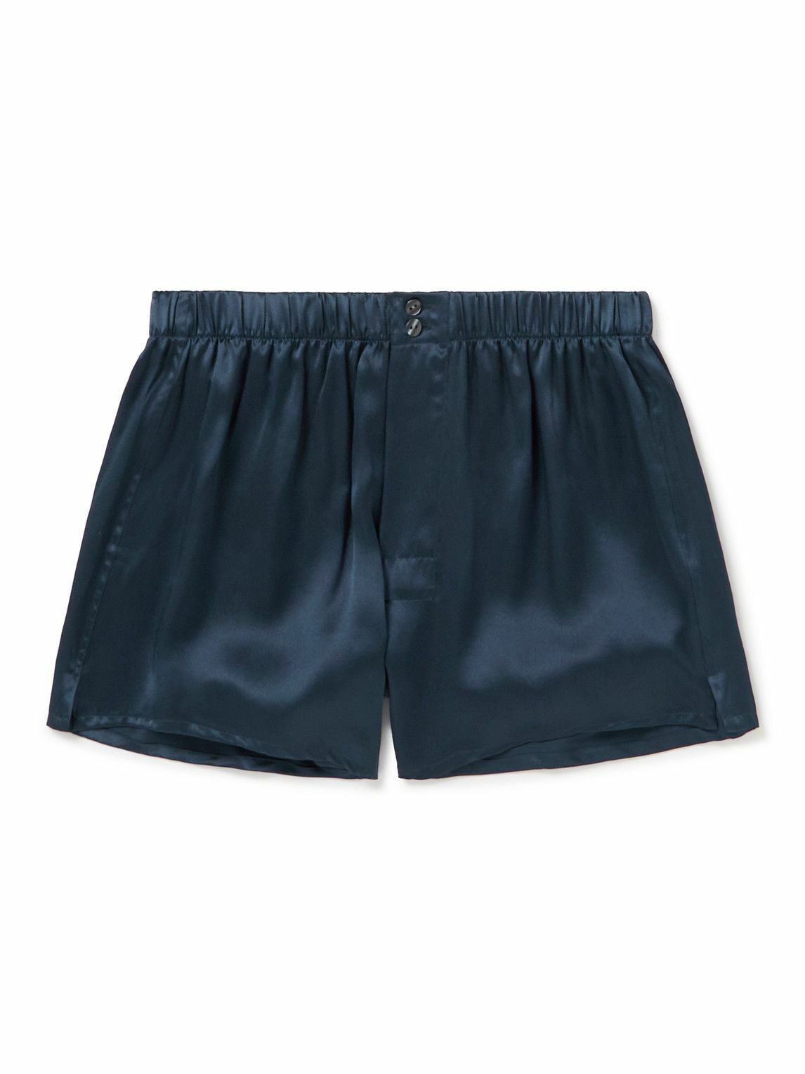 Rubinacci - Silk-Satin Boxer Shorts - Blue Rubinacci