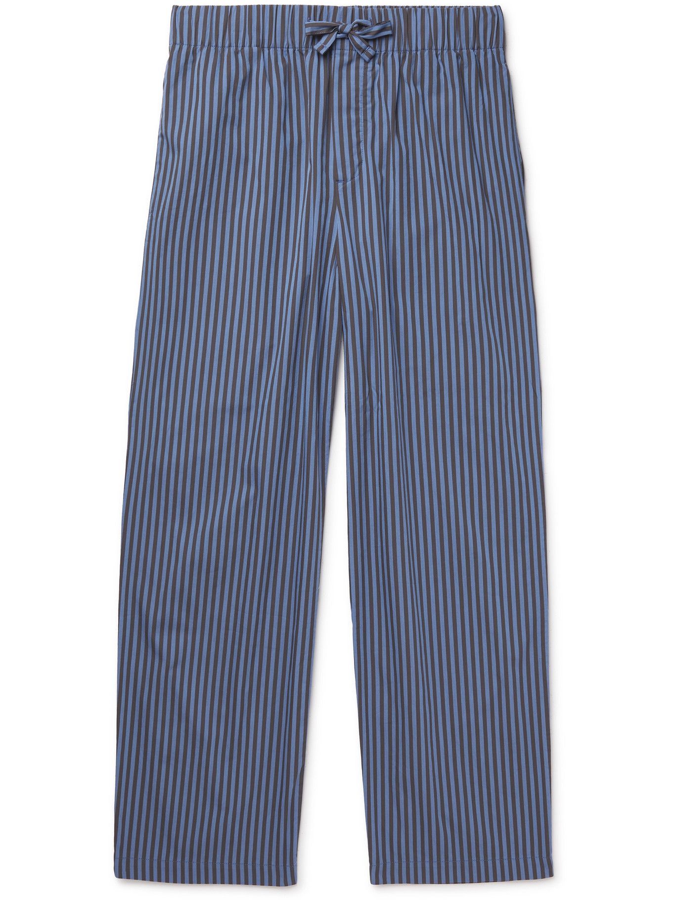 TEKLA - Striped Organic Cotton-Poplin Pyjama Trousers - Blue Tekla Fabrics