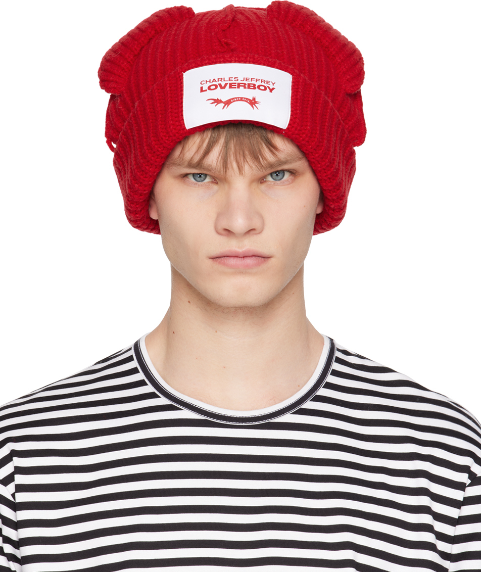 Charles Jeffrey Loverboy Red Chunky Ears Beanie Charles Jeffrey Loverboy