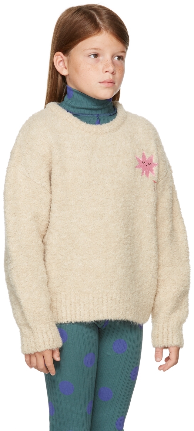 The Campamento Kids Beige Star Embroidery Sweater