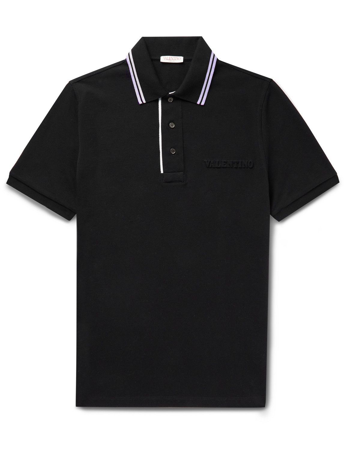 Valentino - Logo-Embossed Cotton-Piqué Polo Shirt - Black Valentino