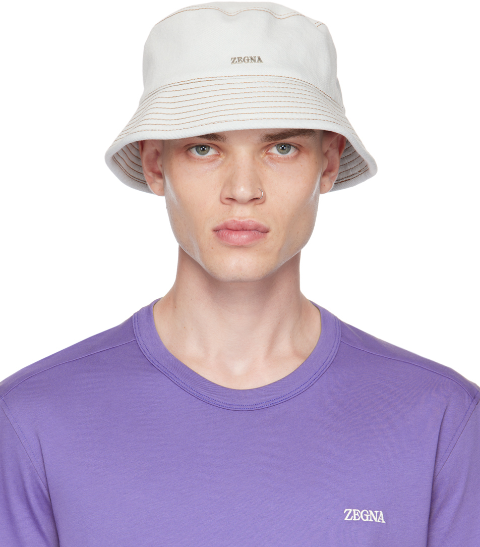 ZEGNA Blue Denim Hardware Bucket Hat Zegna