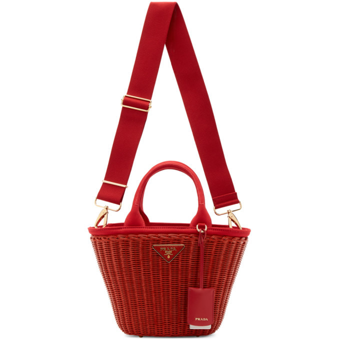 Prada Red Raffia Vase Tote Prada