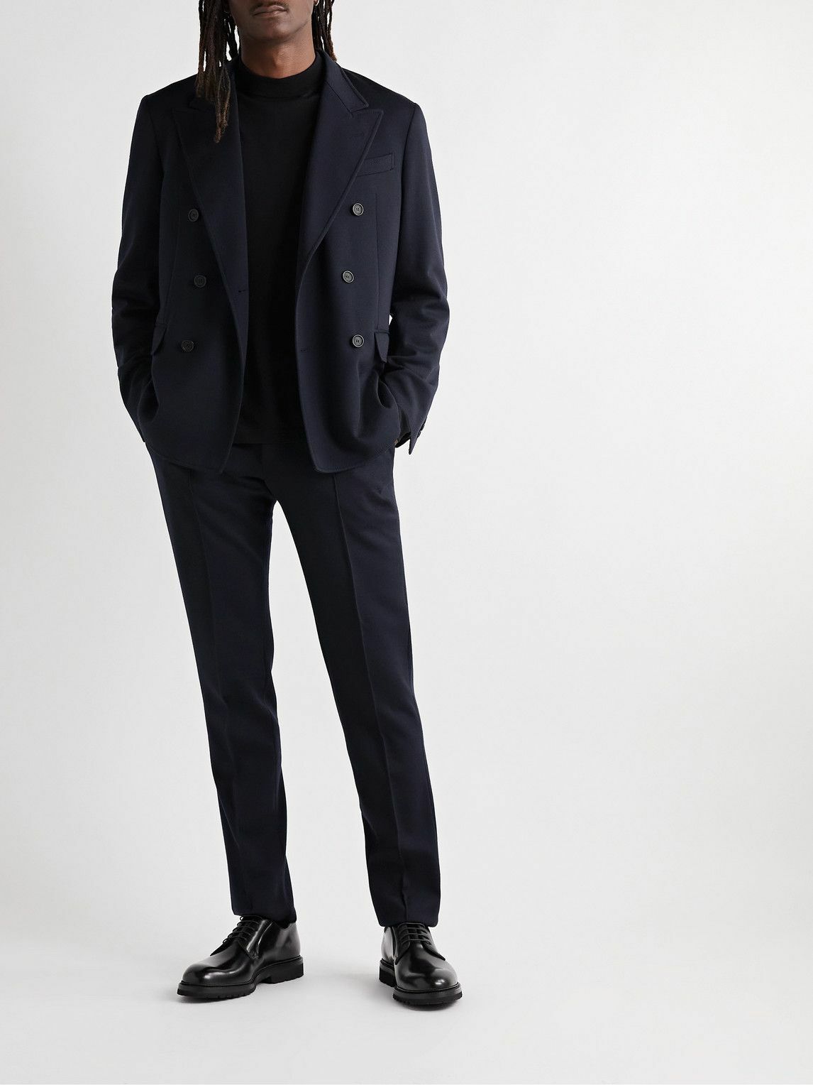 Dunhill - Unstructured Double-Breasted Wool-Blend Jersey Suit Jacket ...